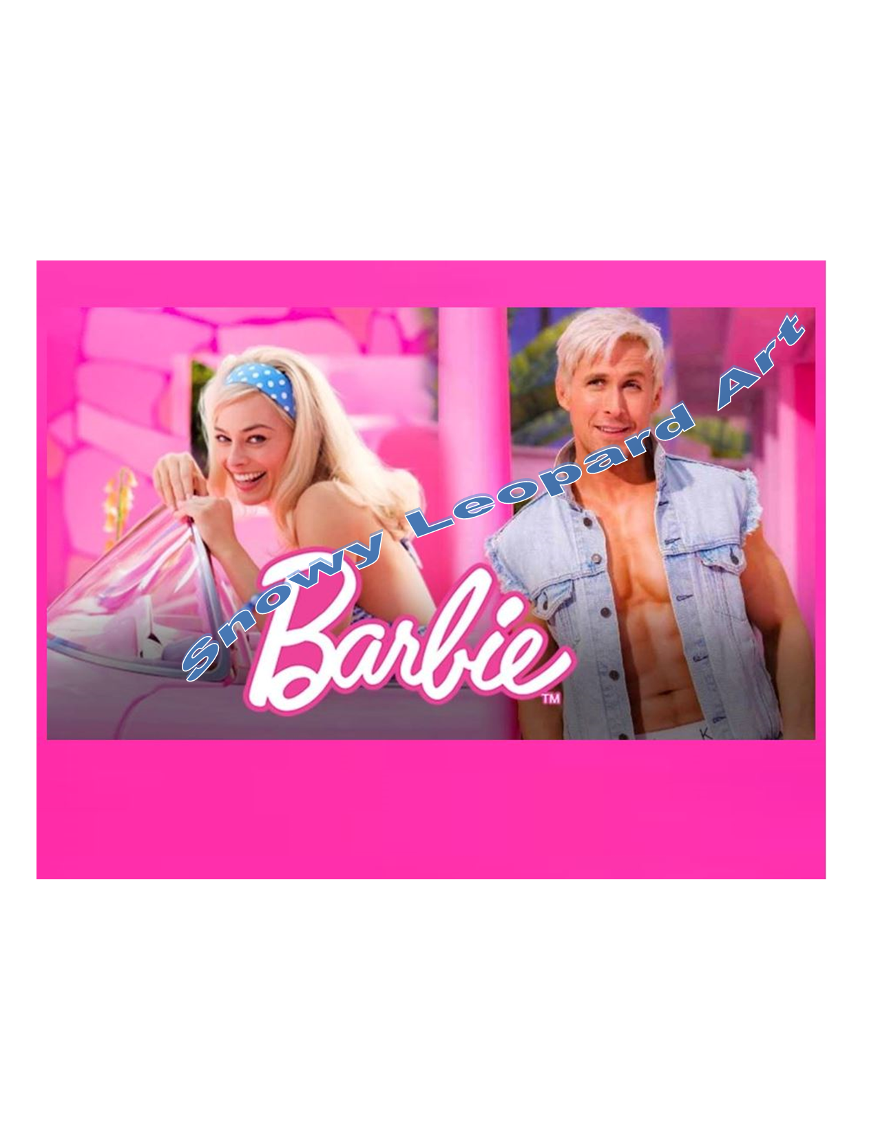Barbie-Movie actors w pink background 20oz Straight Hot/Cold Tumbler with Lid and Straw
