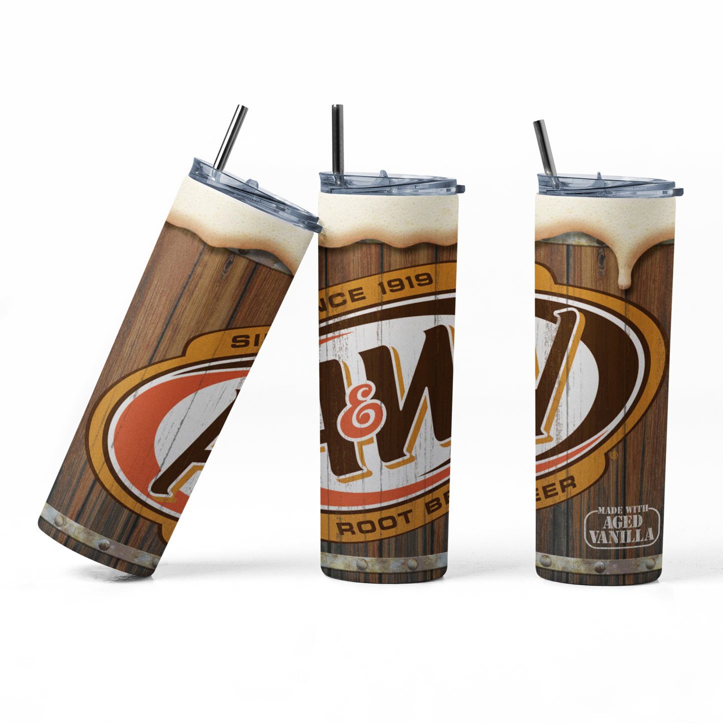 A&W Rootbeer Classic Barrel 20oz Straight Hot/Cold Tumbler with Lid and Straw