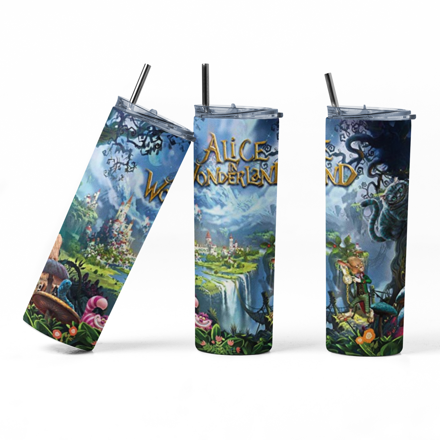 Alice in Wonderland - Panorama 20oz Straight Hot/Cold Tumbler with Lid and Straw