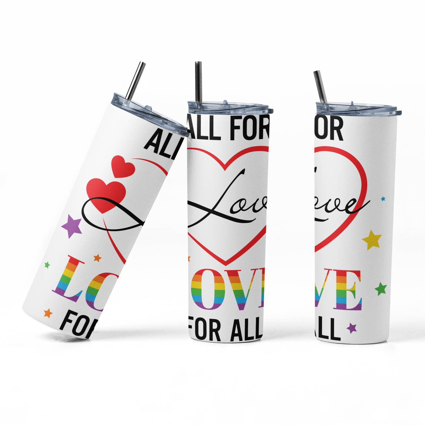 All for Love 20oz Straight Hot/Cold Tumbler with Lid and Straw