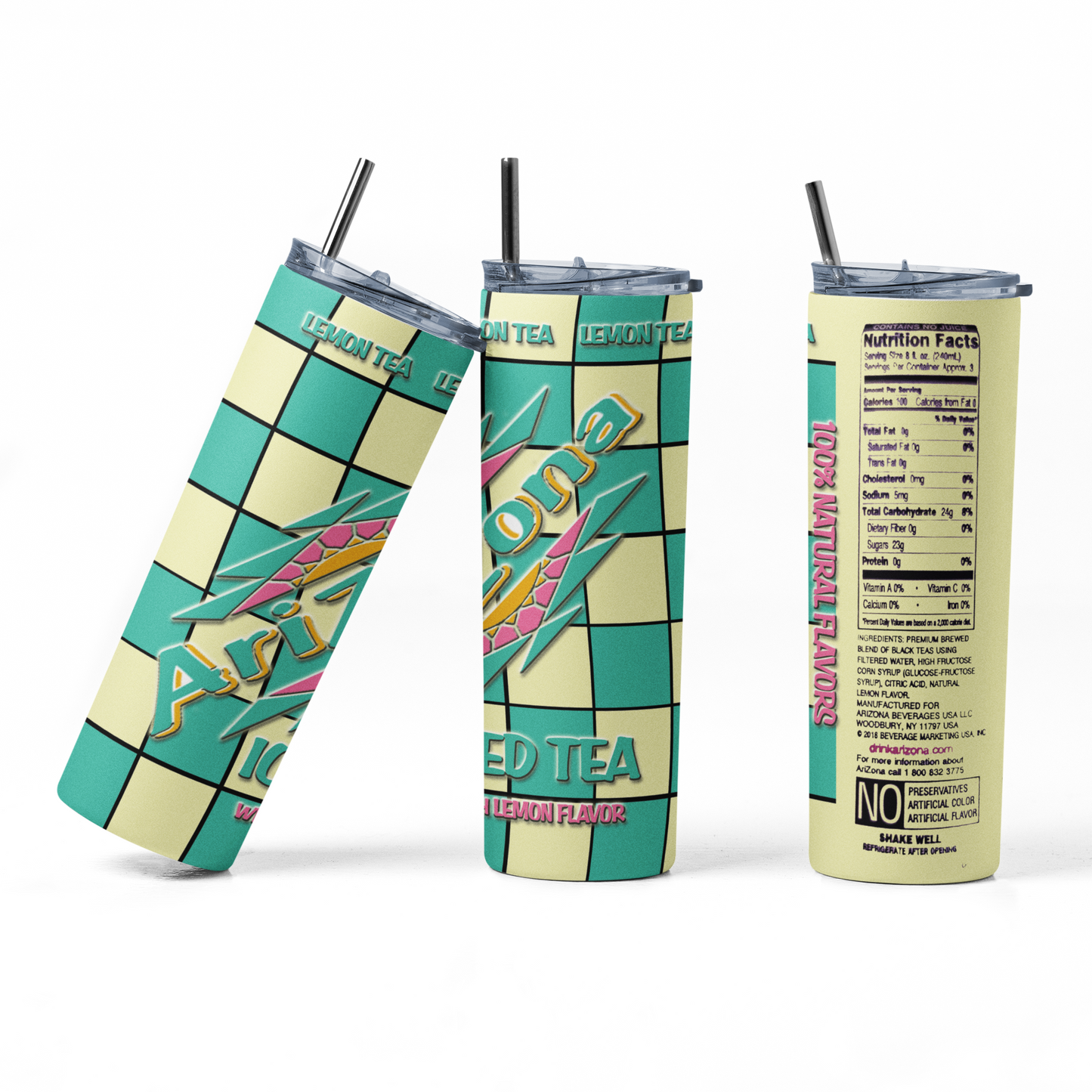 Arizona Lemon Tea 20oz Straight Hot/Cold Tumbler with Lid and Straw