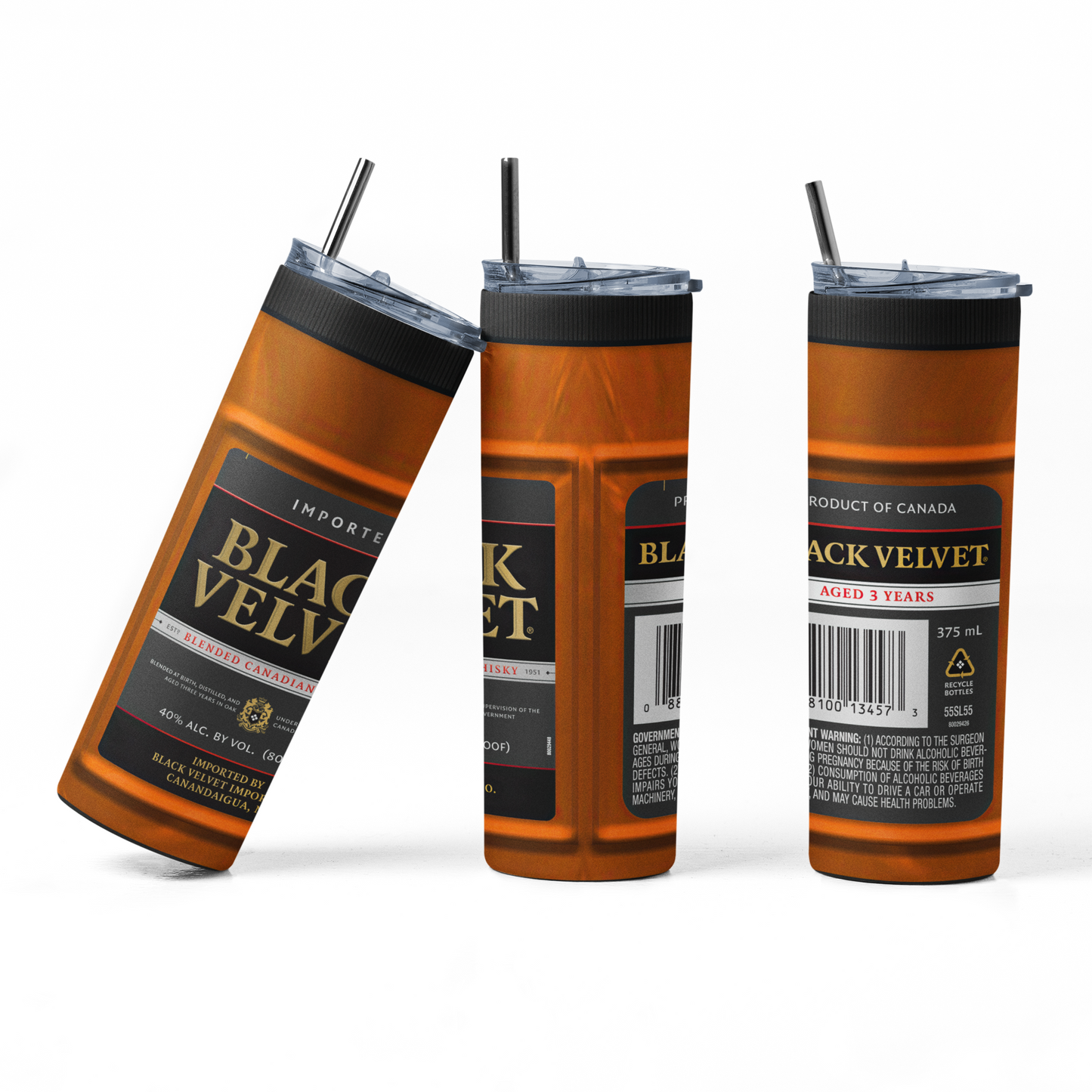 Black Velvet 20oz Straight Hot/Cold Tumbler with Lid and Straw