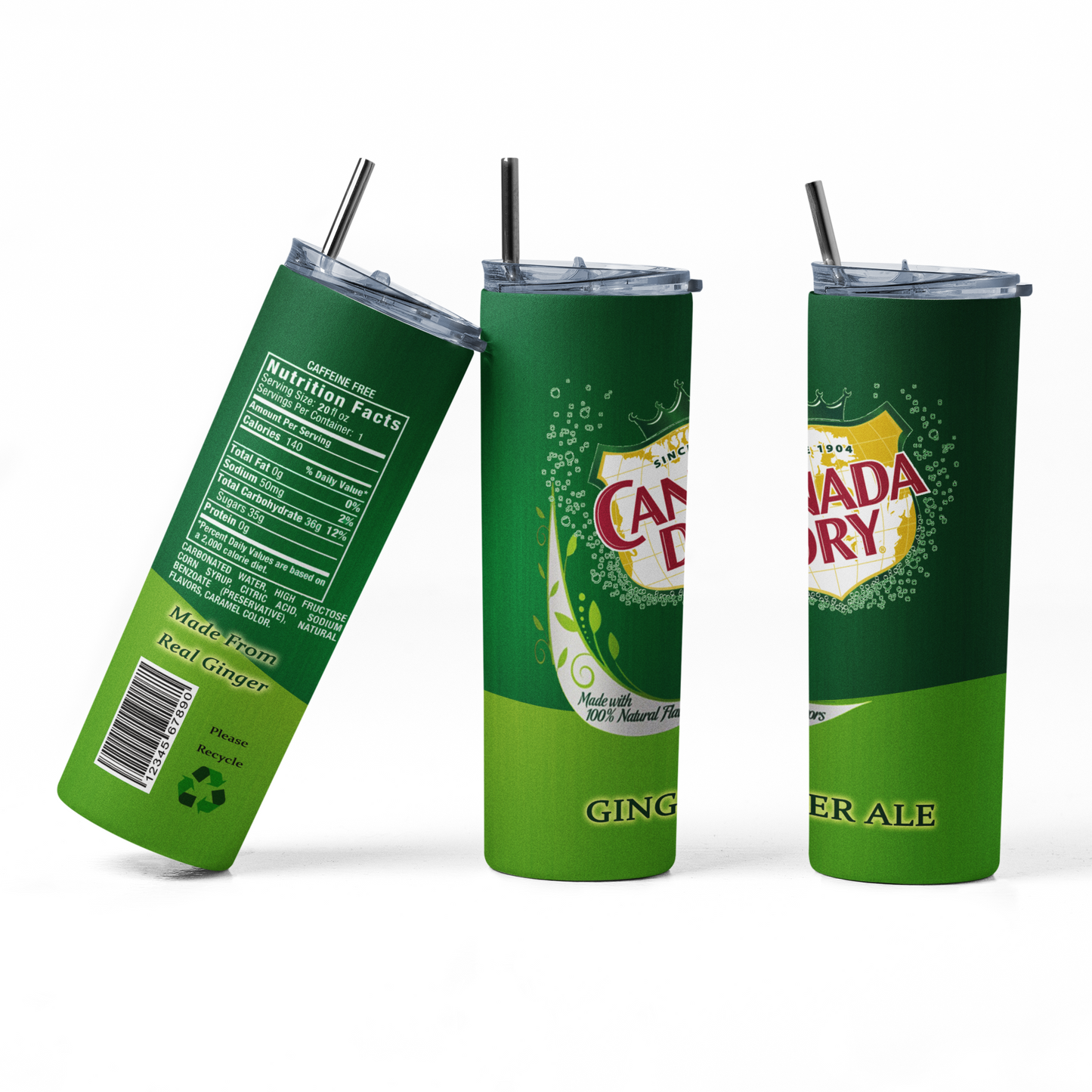 Canada Dry Ginger Ale 20oz Straight Hot/Cold Tumbler with Lid and Straw