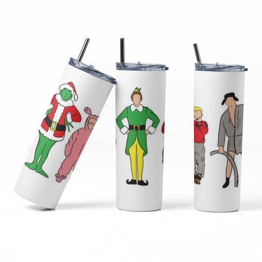 Christmas Friends no face: 20oz Straight Hot/Cold Tumbler with Lid and Straw