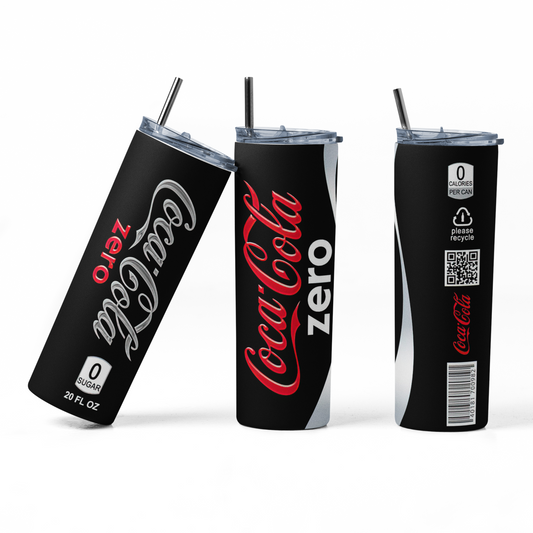 Coca Cola Zero 20oz Straight Hot/Cold Tumbler with Lid and Straw