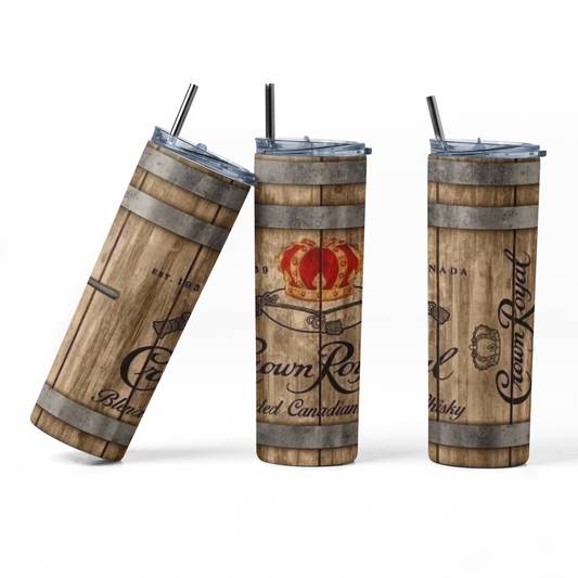 Crown Royal Barrel 20oz Straight Hot/Cold Tumbler with Lid and Straw