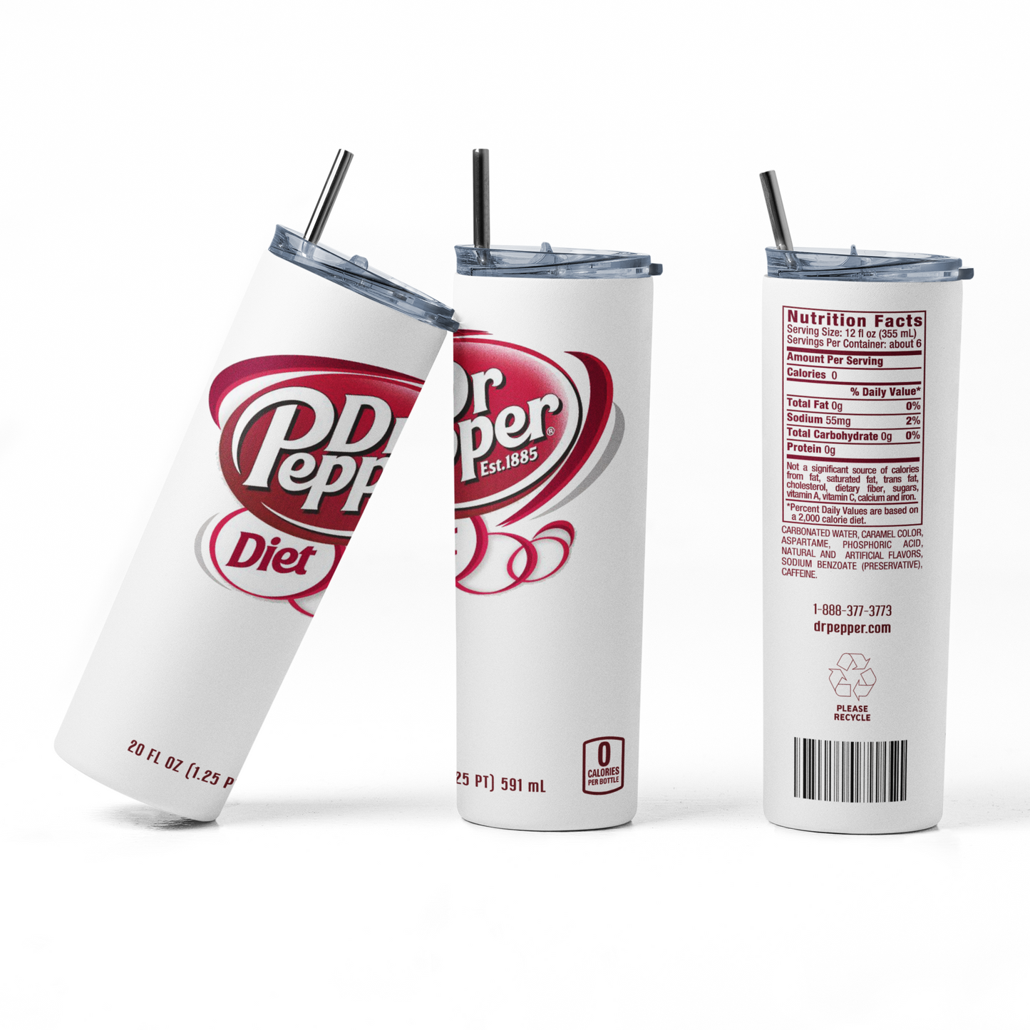 Diet Dr Pepper 20oz Straight Hot/Cold Tumbler with Lid and Straw