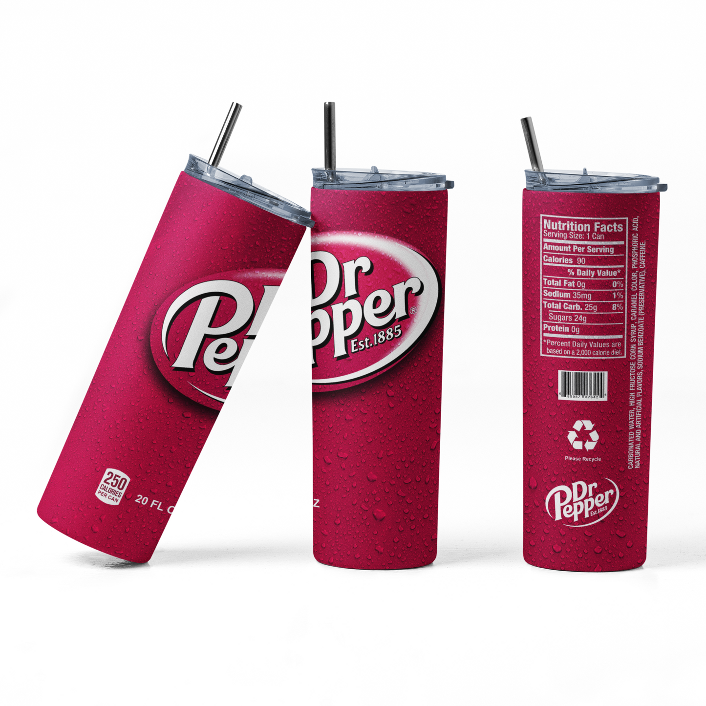 Dr Pepper Dewdrops 20oz Straight Hot/Cold Tumbler with Lid and Straw