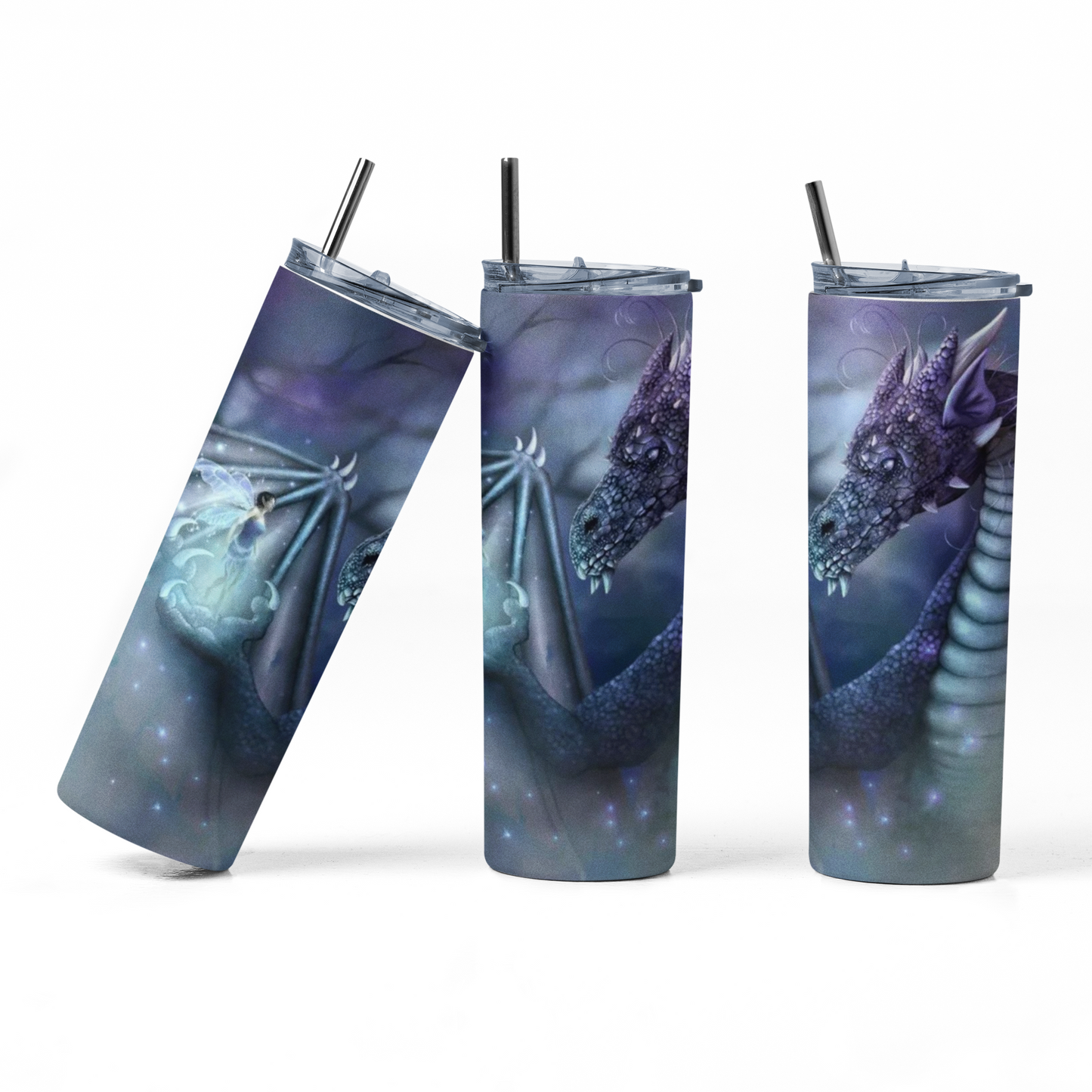 Dragon and Fairy 20oz Straight Hot/Cold Tumbler with Lid and Straw