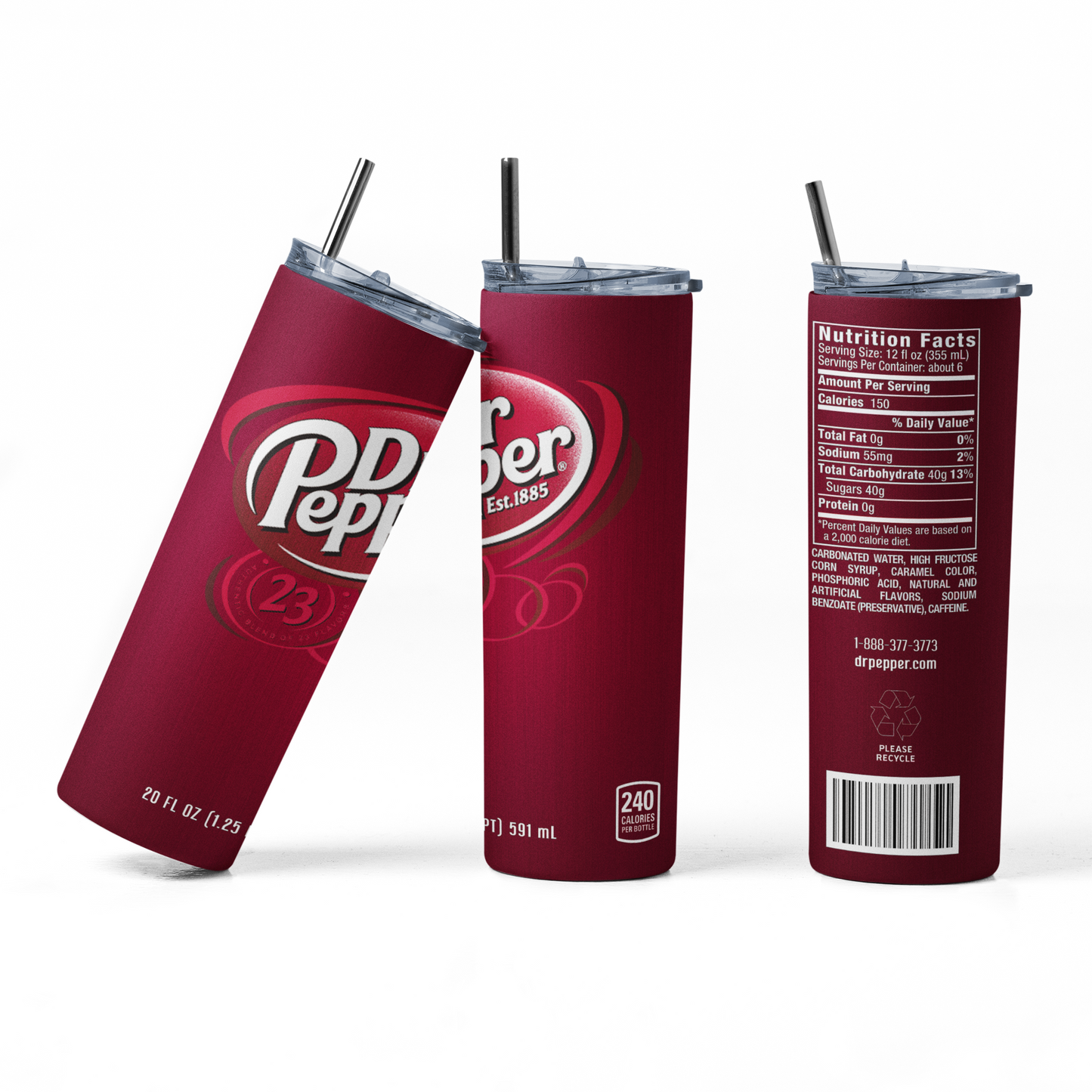 Dr Pepper 20oz Straight Hot/Cold Tumbler with Lid and Straw