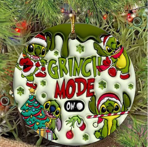 Grinch Mode Collection- 3D Inflated Christmas Ornament  3" diameter