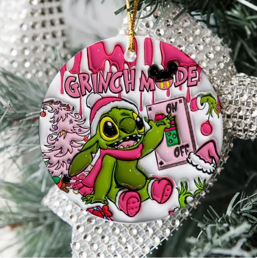 Grinch Mode Collection- 3D Inflated Christmas Ornament  3" diameter