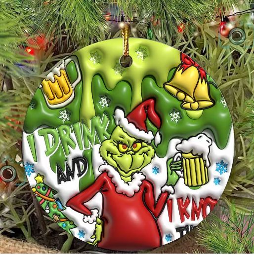 Grinch Mode Collection- 3D Inflated Christmas Ornament  3" diameter