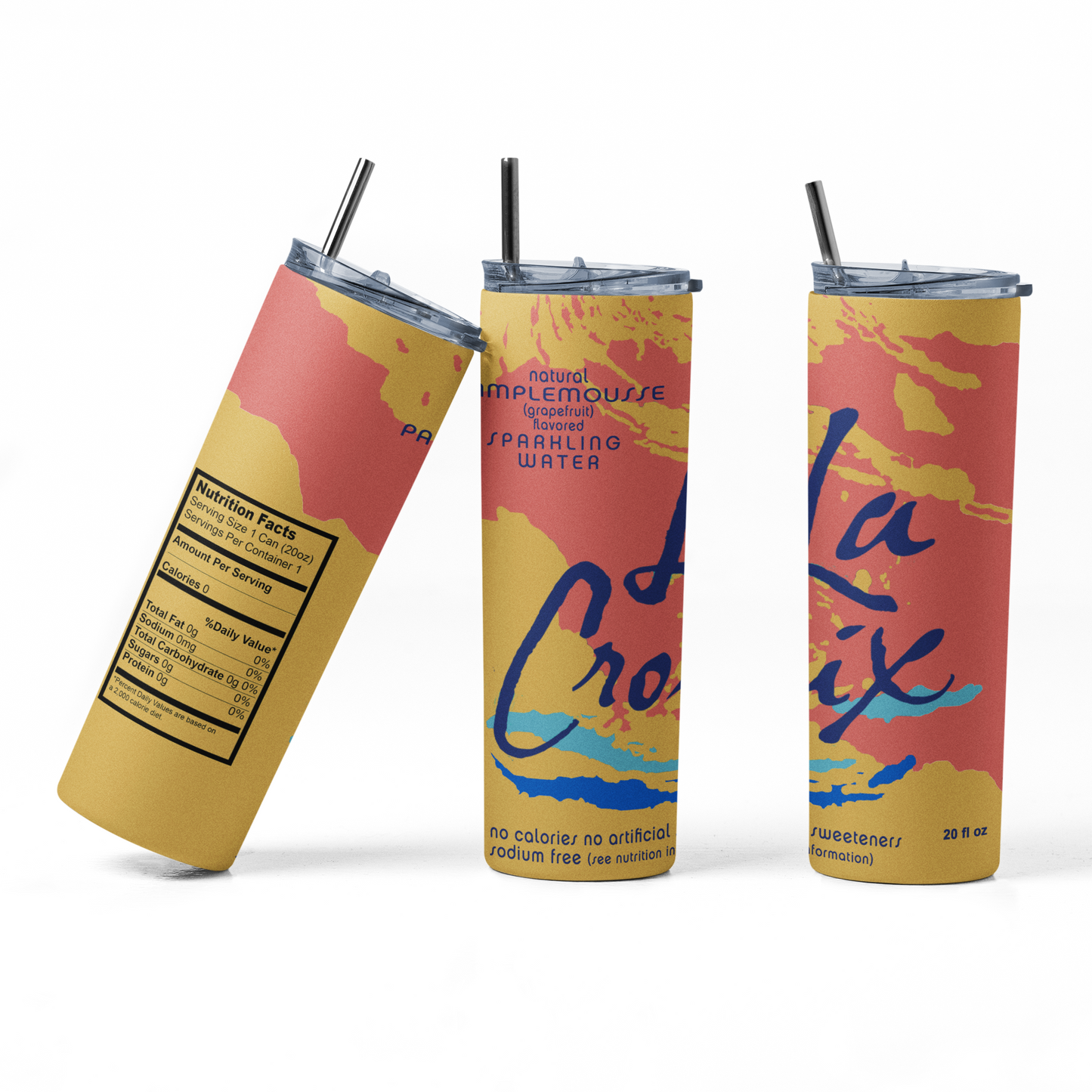 La Croix Pamplemousse 20oz Straight Hot/Cold Tumbler with Lid and Straw