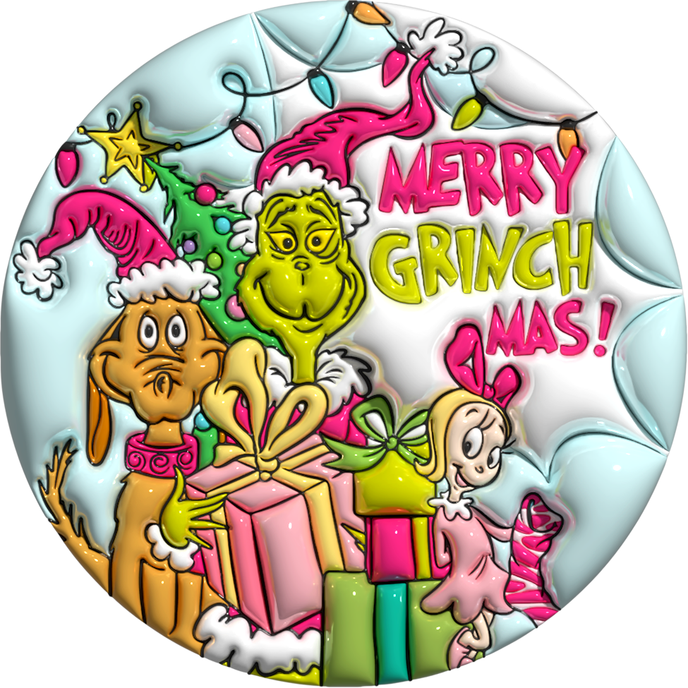 Grinch Mode Collection- 3D Inflated Christmas Ornament  3" diameter