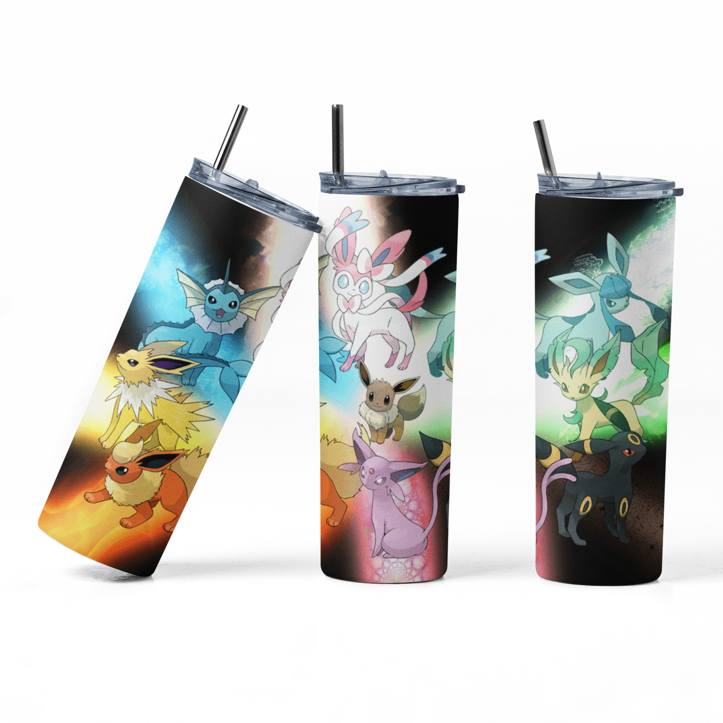 Pokemon Eevee Evolutions 20oz Straight Hot/Cold Tumbler with Lid and Straw