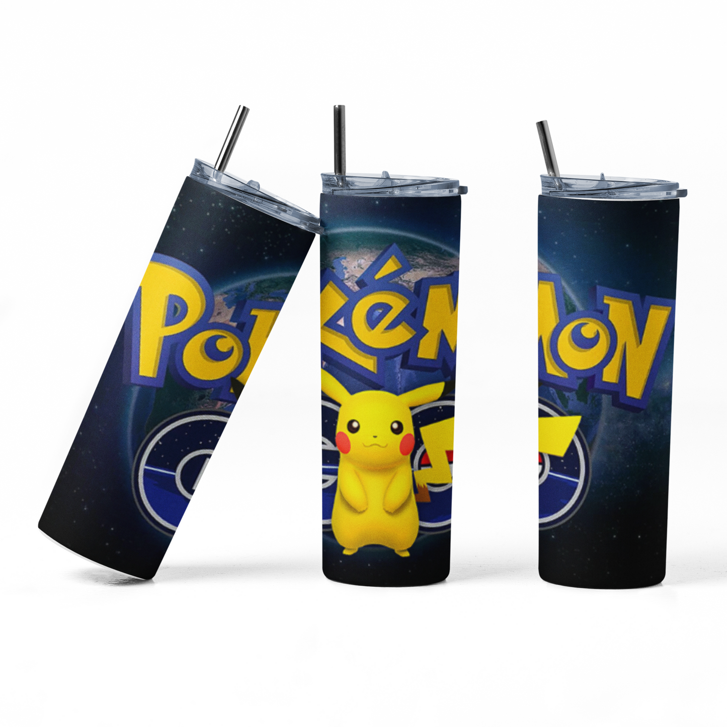 Pokemon Go Pikachu 2  20oz Straight Hot/Cold Tumbler with Lid and Straw