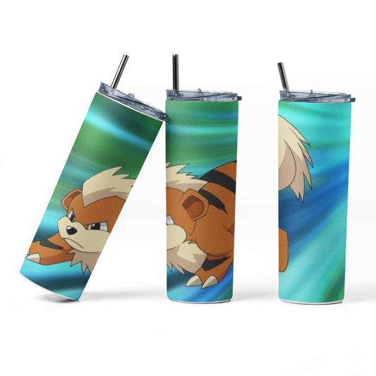 Pokemon Growlithe 20oz Straight Hot/Cold Tumbler with Lid and Straw
