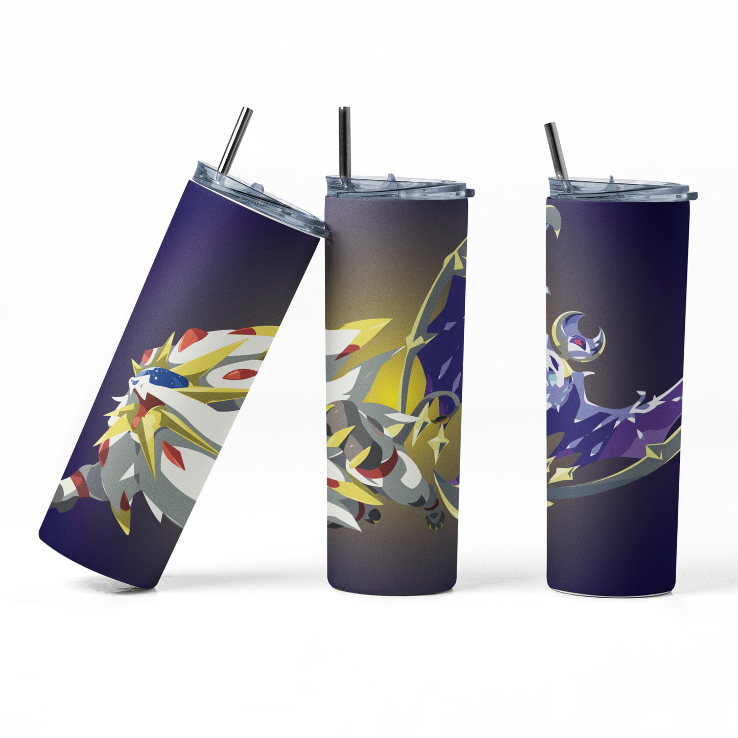 Pokemon Solgaleo and Lunala 2 20oz Straight Hot/Cold Tumbler with Lid and Straw