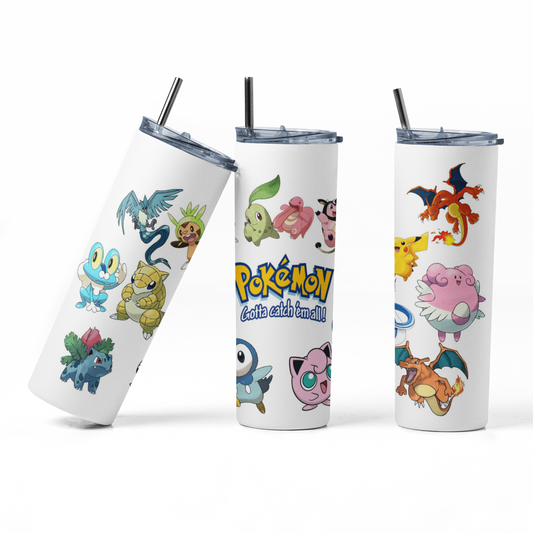 Pokemon gotta catch em all 20oz Straight Hot/Cold Tumbler with Lid and Straw