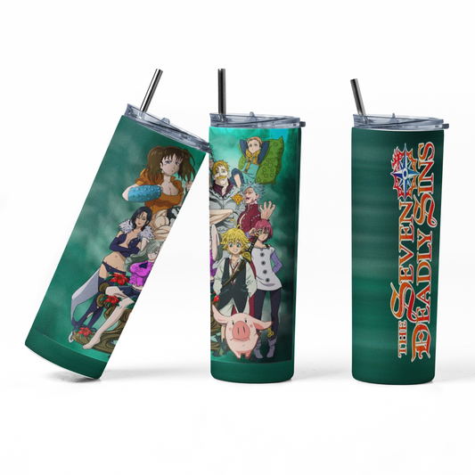 Seven Deadly Sins- Green wrap 20oz Straight Hot/Cold Tumbler with Lid and Straw