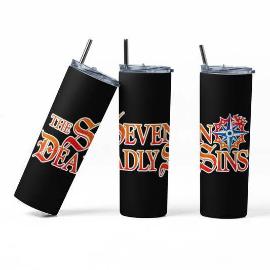 Seven Deadly Sins- black 20oz Straight Hot/Cold Tumbler with Lid and Straw