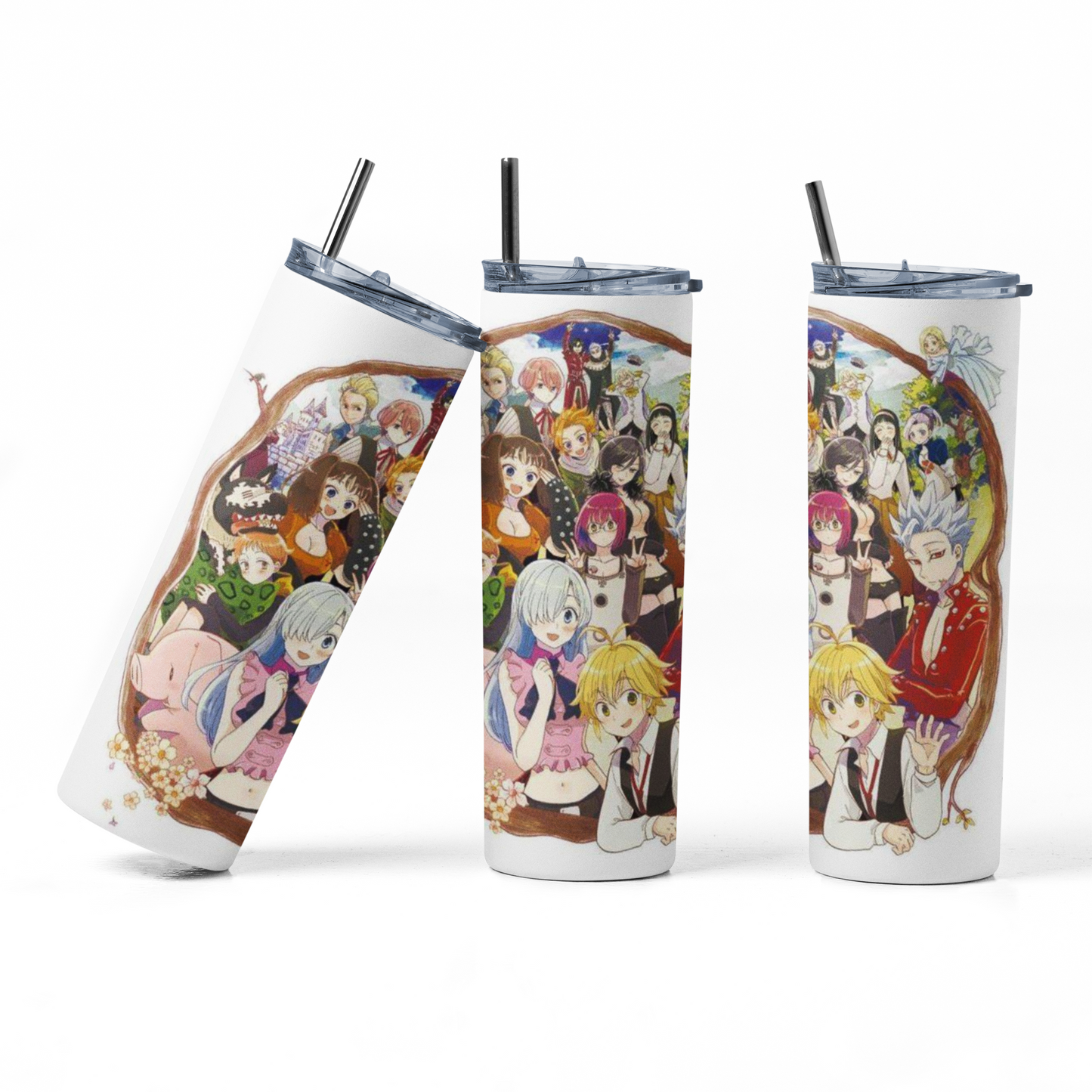 Seven Deadly Sins - white 20oz Straight Hot/Cold Tumbler with Lid and Straw