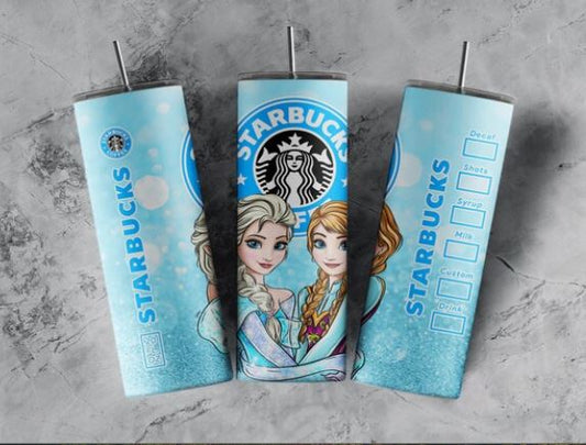 Starbucks Elsa and Anna 20oz Straight Hot/Cold Tumbler with Lid and Straw