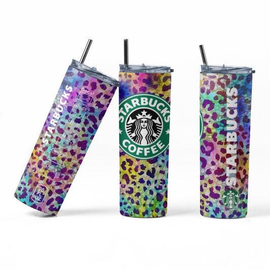 Starbucks Multi Leopard Print 20oz Straight Hot/Cold Tumbler with Lid and Straw