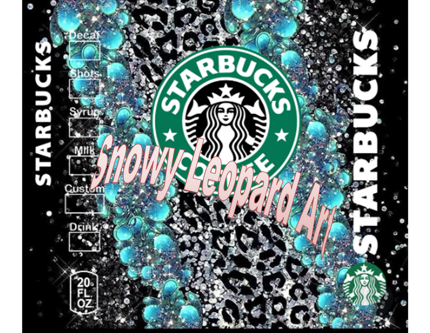 Starbucks Teal Leopard Print 20oz Straight Hot/Cold Tumbler with Lid and Straw