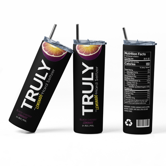 Truly Hard Seltzer Black Cherry Lemonade 20oz Straight Hot/Cold Tumbler with Lid and Straw