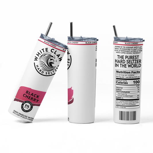 White Claw Black Cherry 20oz Straight Hot/Cold Tumbler with Lid and Straw