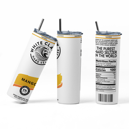 White Claw Mango 20oz Straight Hot/Cold Tumbler with Lid and Straw