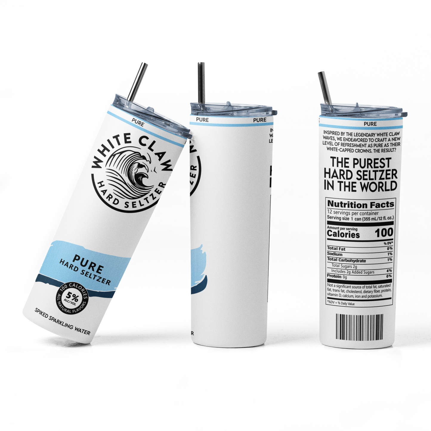 White Claw Pure 20oz Straight Hot/Cold Tumbler with Lid and Straw