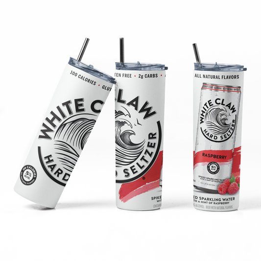 White Claw Raspberry 20oz Straight Hot/Cold Tumbler with Lid and Straw