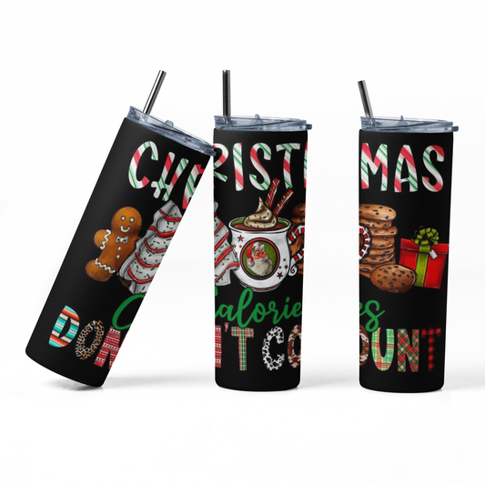 Christmas calories dont count full: 20oz Straight Hot/Cold Tumbler with Lid and Straw