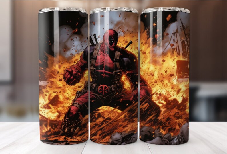 DeadPool Explosion  20oz Straight Hot/Cold Tumbler with Lid and Straw