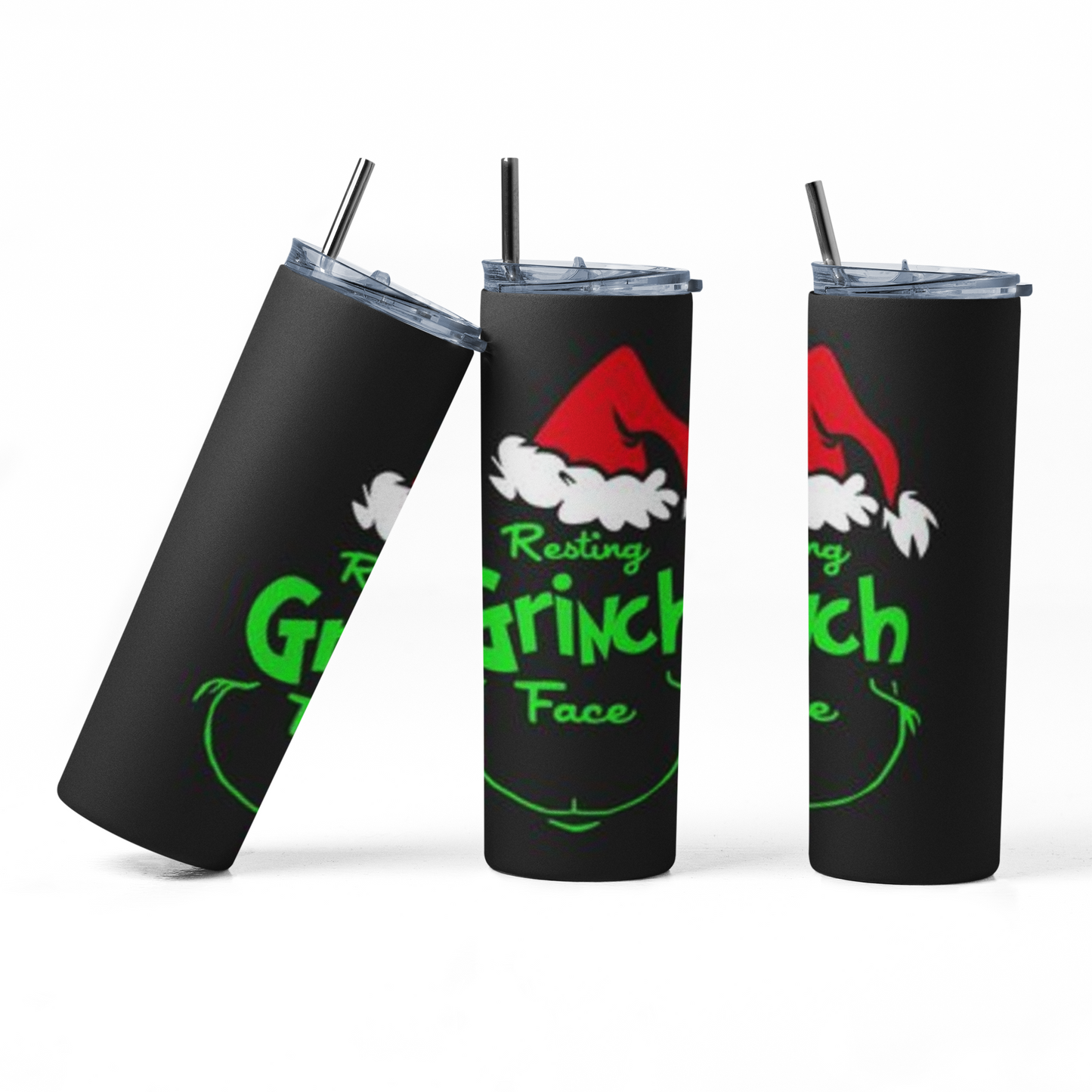 resting Grinch Face 2: 20oz Straight Hot/Cold Tumbler with Lid and Straw