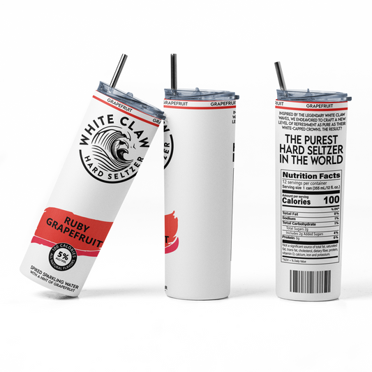 White Claw Ruby Grapefruit 20oz Straight Hot/Cold Tumbler with Lid and Straw