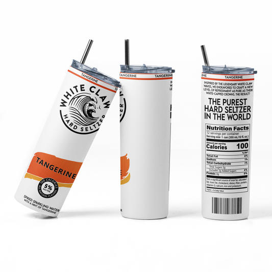 White Claw Tangerine 20oz Straight Hot/Cold Tumbler with Lid and Straw