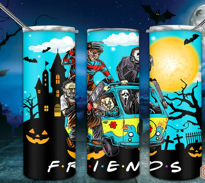 FRIENDS; Nightmare Style; Scooby; Halloween 20oz Straight Hot/Cold Tumbler with Lid and Straw