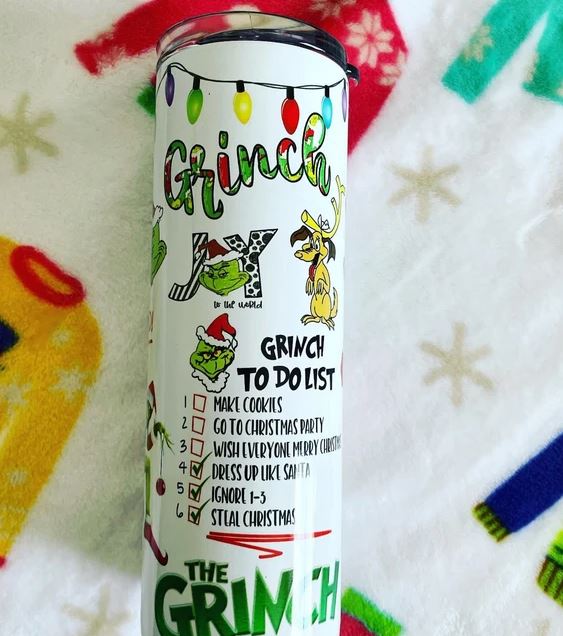 Grinch I'm Booked: 20oz Straight Tumbler w/ straw and Lid – Snowy